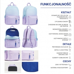 Plecak szkolny Oxford Gradient - lawendowy