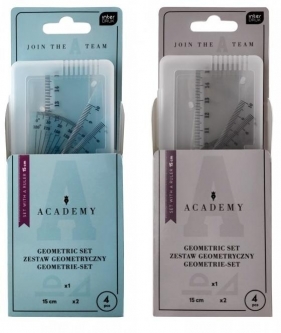 Zestaw geometryczny Academy z linijką 15cm mix