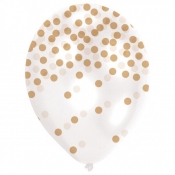 Balony lateksowe Konfetti złote 6 sztuk (9901845)