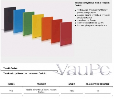 Teczka na rzep Vaupe CARIBIC2 skrzydłowa A4 różowy 1200g