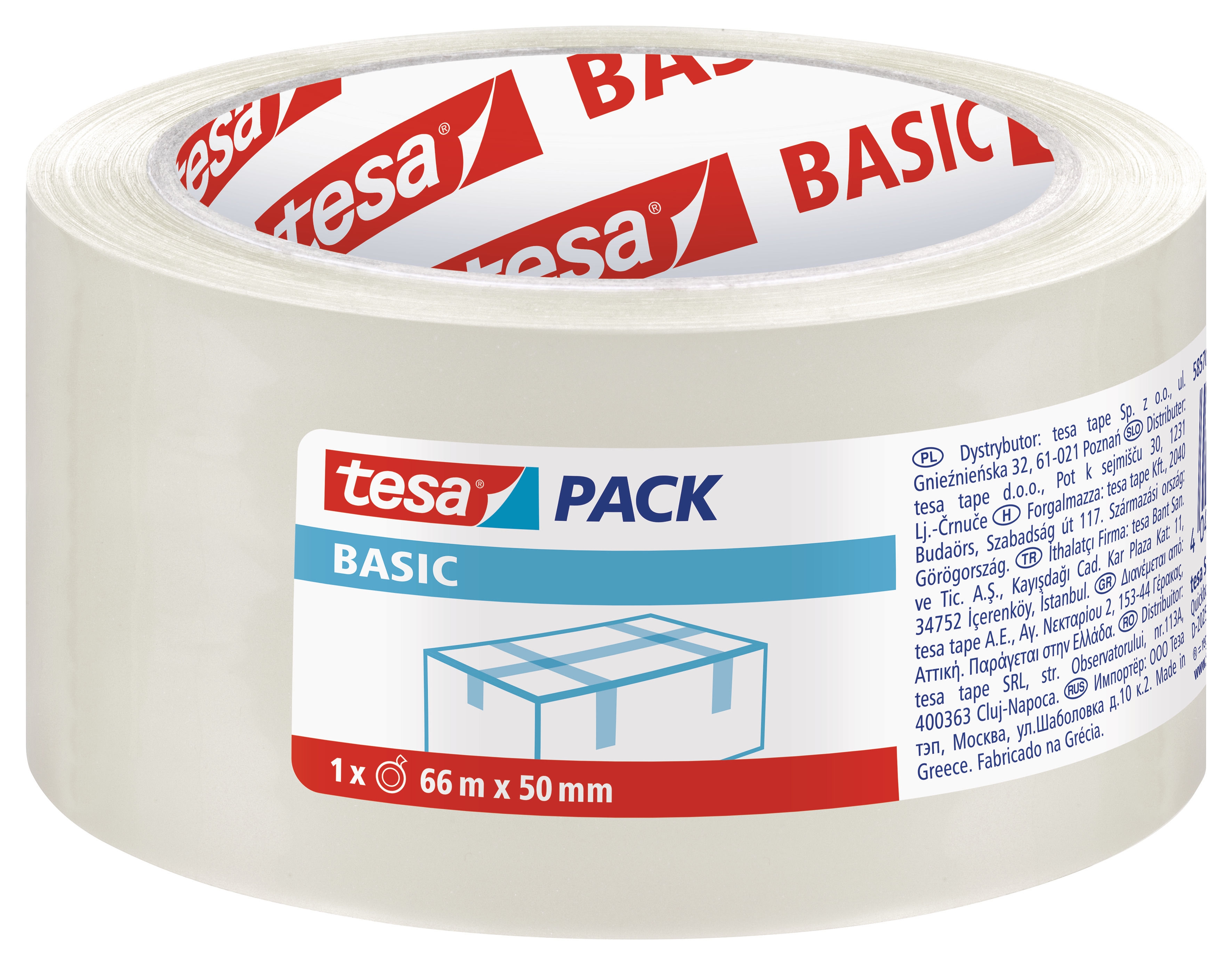 Taśma pakowa Tesa Basic 66x50mm - transparentna (116081)