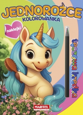 Kolorowanka z kredką tęczową i naklejkami. Jednorożce - Katarzyna Salamon