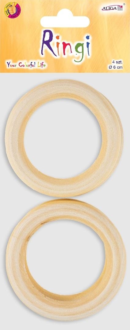 Ringi drewniane 6cm 4szt