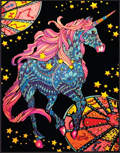 Kolorowanka Welwetowa Colorvelvet 47x33 cm Jednorożec Zodiak