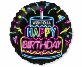 Balon foliowy Happy Birthday neon 45cm