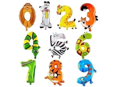Balony foliowe zwierzęta cyferki MIX