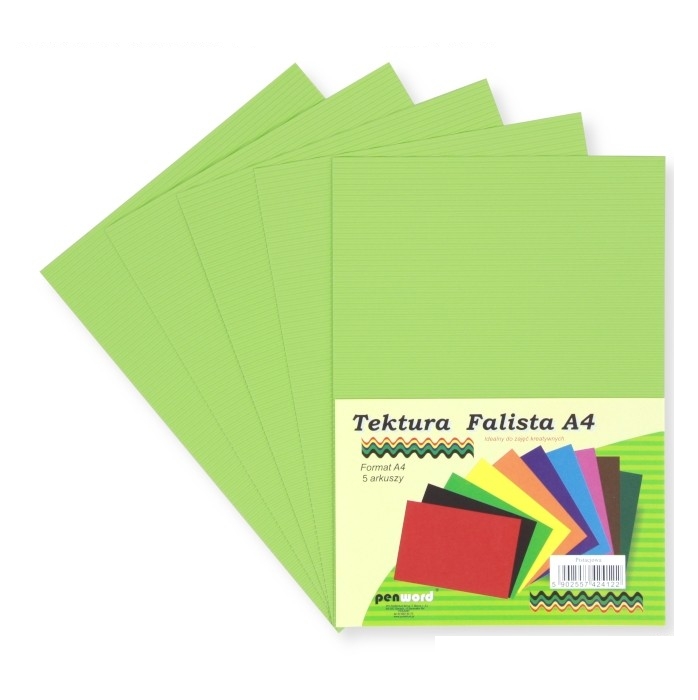 Tektura A4 falista pistacjowa 5szt