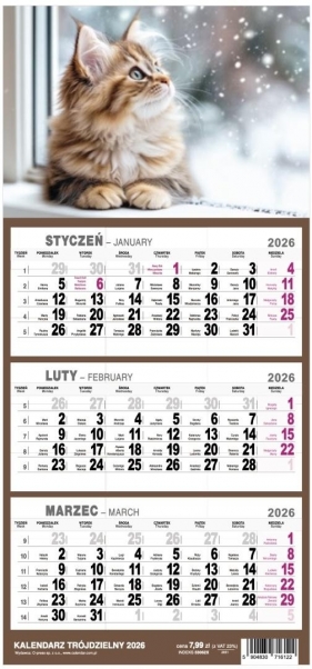 Kalendarz 2026 Trójdzielny Mały MIX