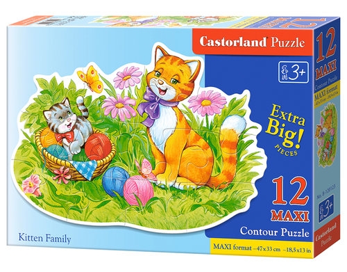 Puzzle maxi konturowe: 	Kitten Family 12 elementów (120123)