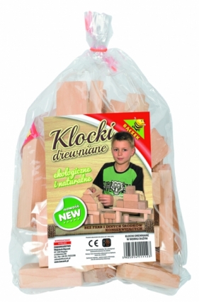 klocki drewniane w worku duzym