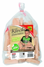 klocki drewniane w worku duzym