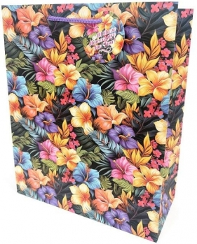 Torebka ozdobna matowa 26x32x12cm Kwiaty