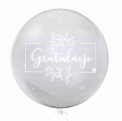 Tuban, balon ślubny 45 cm - Gratulacje, biały (TU 3712)