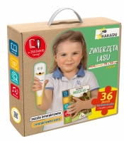 Zestaw Kakadu: książka Zwierzęta lasu z piórem interaktywnym, plakatem i mówiącymi puzzlami, 36 el. - Piotr Wojtyra