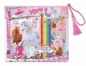 Notatnik na spirali z kredkami Konie