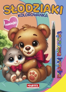 Kolorowanka z kredką tęczową i naklejkami. Słodziaki - Katarzyna Salamon