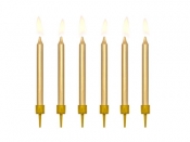 Świeczka urodzinowa Partydeco gładkie w kolorze złotym metalizowanym 6cm/6szt. (SCP-10-019ME)
