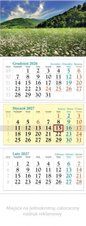 Kalendarz 2027 trójdzielny Łąka