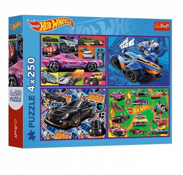 Puzzle 4x250 Wyścigowe auta Hot Wheels (13312)