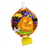 Zestaw 6 trąbek z medalionem Halloweenowa dynia