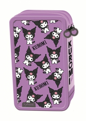 Piórnik szkolny potrójny z wyposażeniem - Kuromi Violet