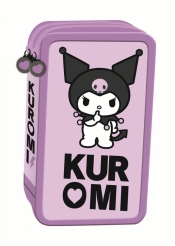 Piórnik szkolny potrójny z wyposażeniem - Kuromi Violet