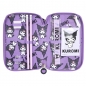 Piórnik szkolny potrójny z wyposażeniem - Kuromi Violet