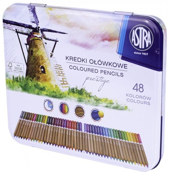 Kredki ołówkowe z drewna cedrowego Astra Prestige, 48 kolorów (450755)