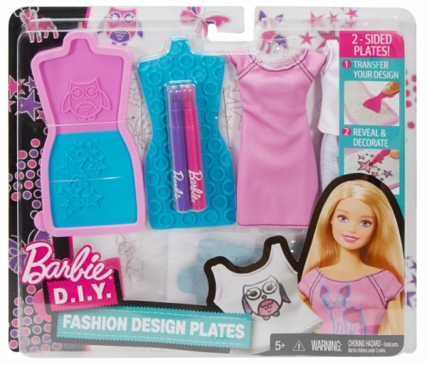 BARBIE Zrób to sama Stylowe szablony, różowo-niebieskie (DYV66/DYV67)