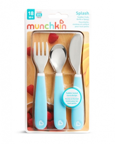 <img src='https://webimage.pl/pics/130/5/d5019090125130.jpg' style='height:440px' /> Zestaw stalowych sztućców dla dzieci Munchkin niebieski