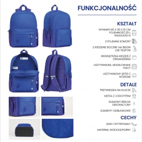 Plecak szkolny Oxford Gradient - niebieski