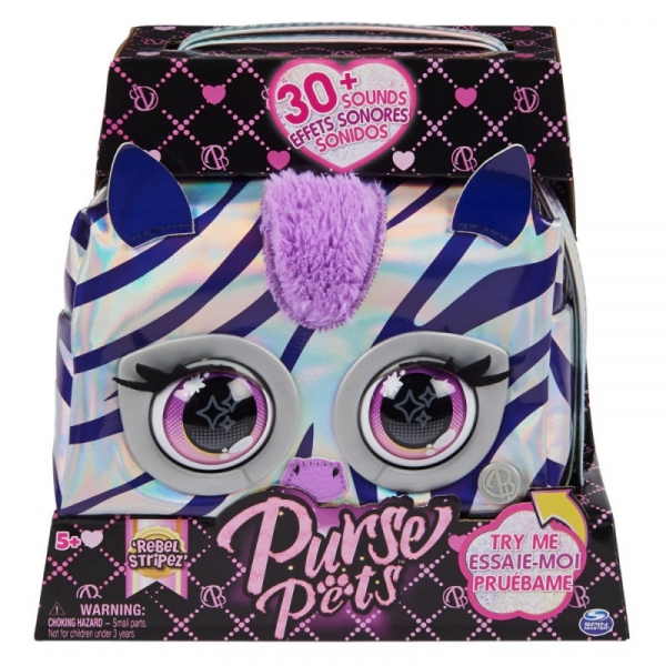 Interaktywna metaliczna torebka Purse Pets Zebra (6065582/20139591)
