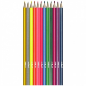 Kredki ołówkowe Fun&Joy neonowo-metalizowane trójkątne 12kol. 12 kol. (394420)