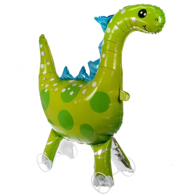 Balon foliowy jeżdżący z kółkami - dinozaur