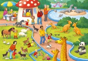 Ravensburger, Puzzle 2w1: Dzień w Zoo (7813)