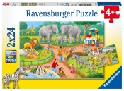 Ravensburger, Puzzle 2w1: Dzień w Zoo (7813)
