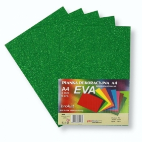 Pianka brokatowa A4 Eva zielona biodegradowalna 5szt