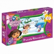 Puzzle 60 Dora poznaje świat Lepimy bałwana (Zgnieciony kartonik) (1113)