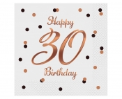 Serwetki Happy 30 Birthday, białe, 33x33 cm, 20szt (PG-S30B)