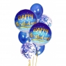 Balony Happy Birthday niebieski 7szt