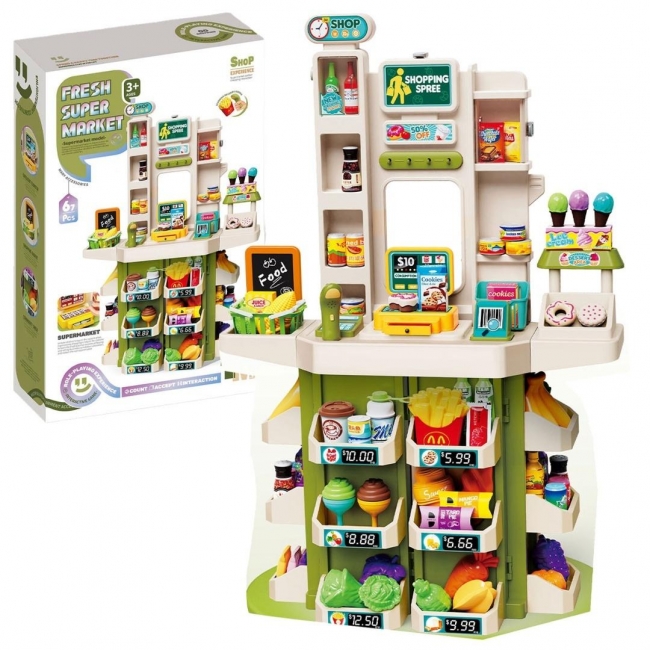 <img src='https://webimage.pl/pics/136/3/d6902071733136.jpg' style='height:440px' /> Supermarket dla dzieci z kasą i akcesoriami 67el