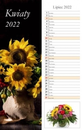 Kalendarz 2022 Ścienny paskowy Kwiaty RADWAN