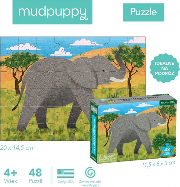 Mudpuppy, puzzle mini - Słoń afrykański, 48 el.