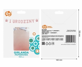 Girlanda papierowa 1 urodziny różowa 1,8m