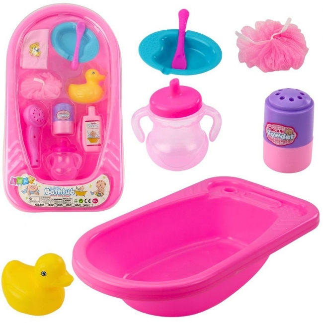 <img src='https://webimage.pl/pics/137/7/d5905991087137.jpg' style='height:440px' /> Zestaw do kąpieli dla lalek różowy