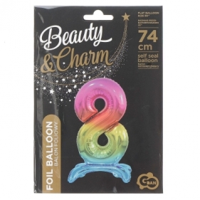 Balon gumowy Godan Beauty&Charm cyfra stojąca tęczowa kolorowa 75 cm (BC-AST8)