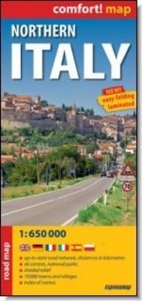 Northern Italy laminowana mapa samochodowa 1:650 000