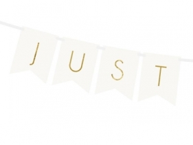 Baner Just Married biały 15x155cm