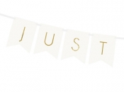 Baner Just Married biały 15x155cm