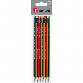 Ołówki Titanum z gumką sześciokątne, HB - 6 szt. (394416)